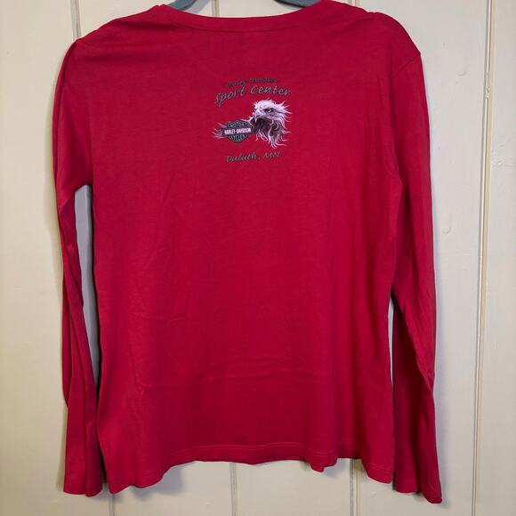 Harley-Davidson Tops - Harley-Davidson Y2K Red long sleeve bedazzled shirt XL Duluth Minnesota